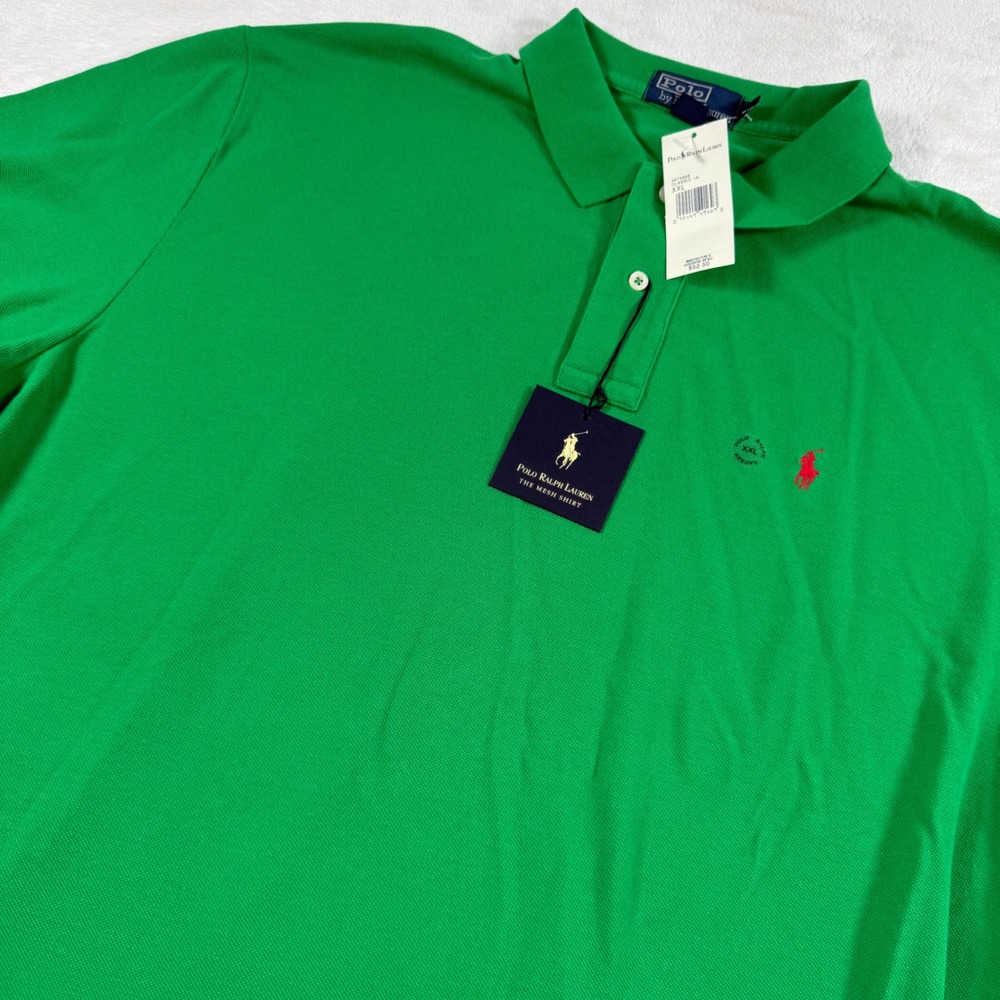 Polo Ralph Lauren Mens XXL Green Mesh Short Sleeve Polo Shirt Red Pony NWT